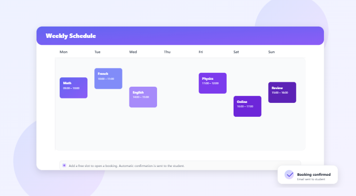 Calendrier et réservations - EducTime